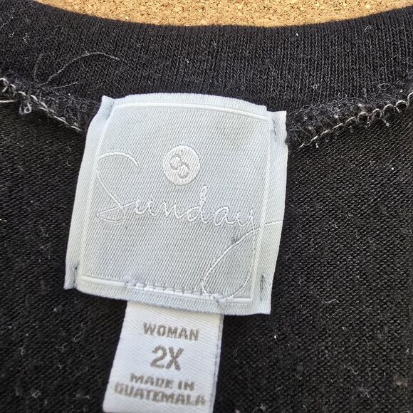 Sunday Linen Boxy Pullover Tunic Top shirt Gray & Black 2X (C44) - Picture 3 of 5